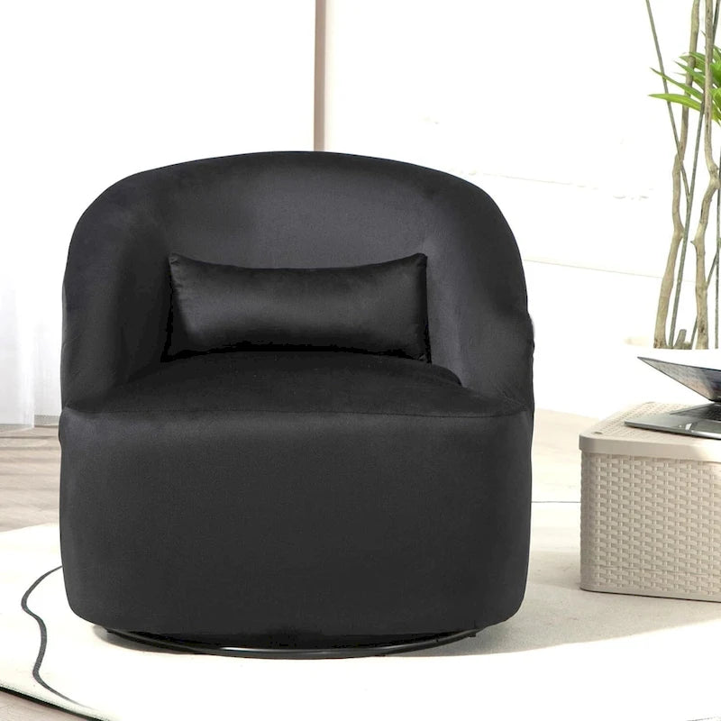Accent Chair with Barrel-shaped Design and 360 Degree Swivel Feature 35
