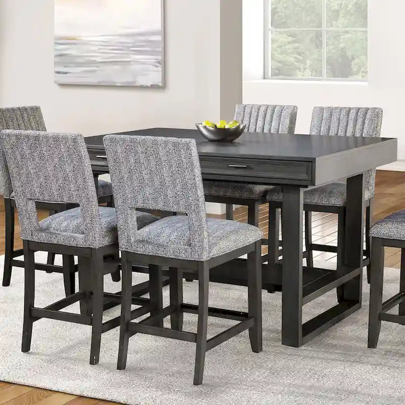 Furniture of America Isolde Black 60-inch Solid Wood Counter Height Dining Table with Drawers 10