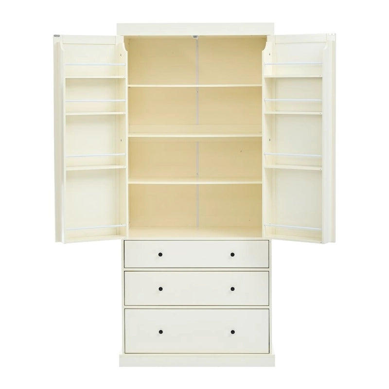77 Inch Farmhouse Kitchen Pantry, Freestanding Tall Cupboard Storage Cabinet 3