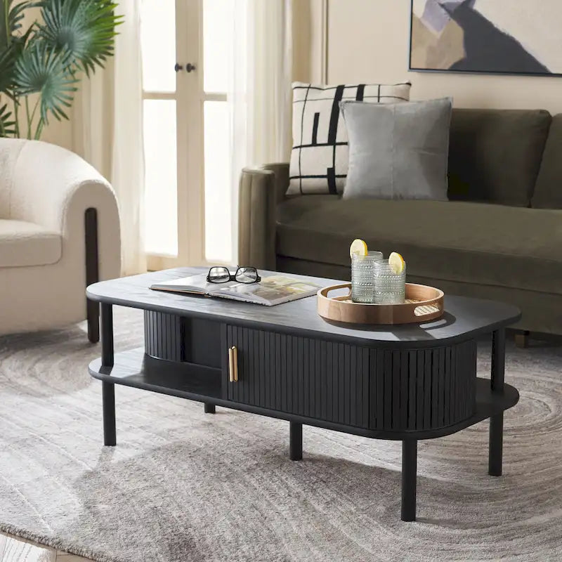SAFAVIEH Home Tealla 2 Tambour Door Coffee Table - 43Wx22Dx17H 2