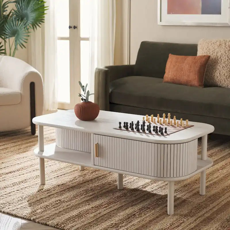 SAFAVIEH Home Tealla 2 Tambour Door Coffee Table - 43Wx22Dx17H 3