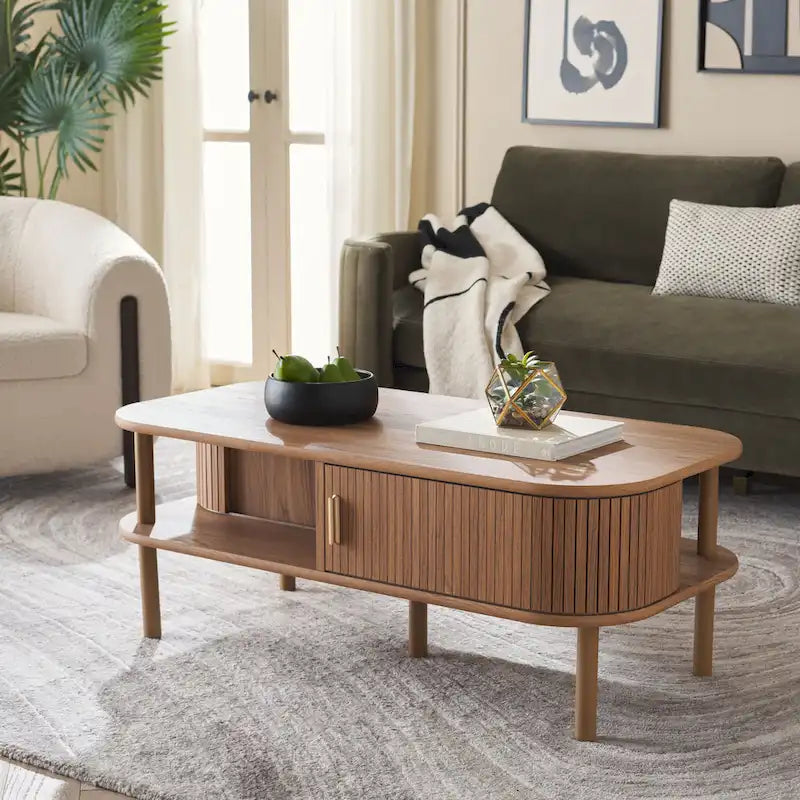 SAFAVIEH Home Tealla 2 Tambour Door Coffee Table - 43Wx22Dx17H 4