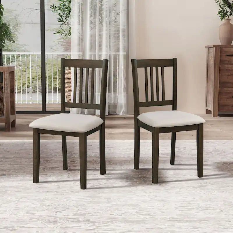 Set Tavolo e Sedie per Colazione in Cucina, Tavolo da Pranzo Quadrato in Legno, Tavolo da Pranzo Casuale con 4 Sedie Imbottite 11