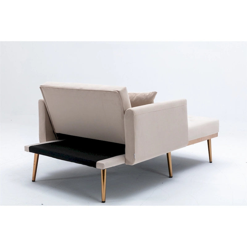 Velvet Upholstered Tufted Living Room Sleeper Sofa Chair With Rose Golden feet 36