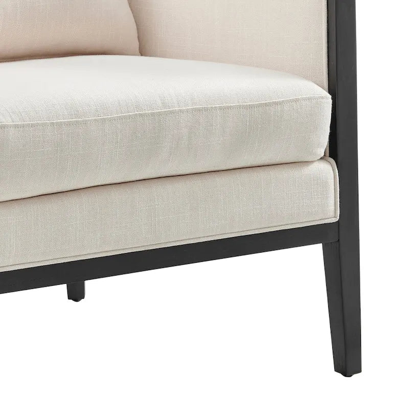 Tillman Linen Accent Arm Chair with Rattan 9
