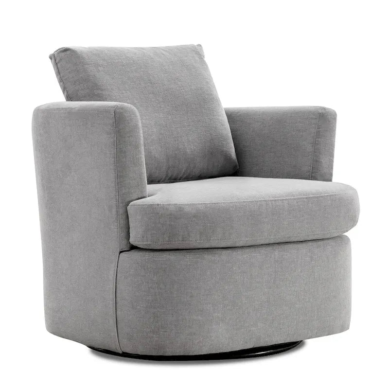 Modern Chenille Upholstered Swivel Accent Barrel Chair Set Modern Swivel Armchair for Living Room 14