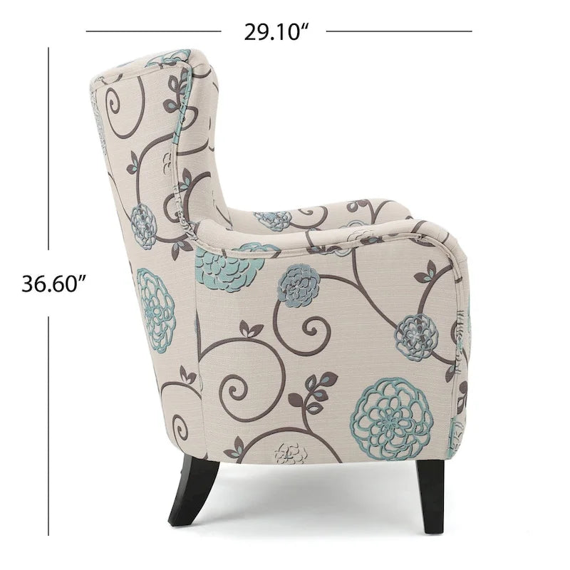Modern Retro 30.25 High Back Upholstered Arm Chair with Wood Legs for Living Room 22
