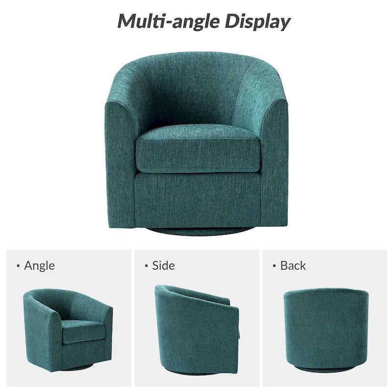 Cuenca Modern Upholstered Barrel Chair with Swivel Base 29