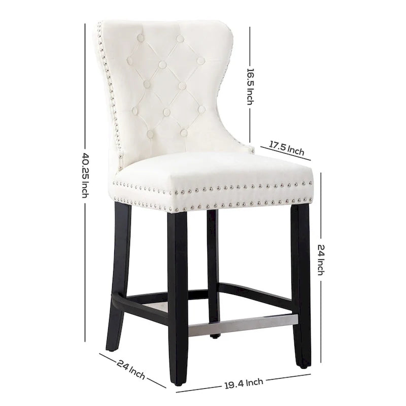 Sgabello da bancone Carter 24 Wingback Tufted Nailhead (set da 2) 3