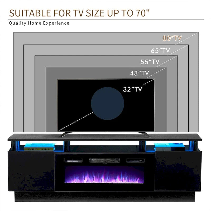Mobile TV con caminetto da 70" con caminetto elettrico da 36" 13