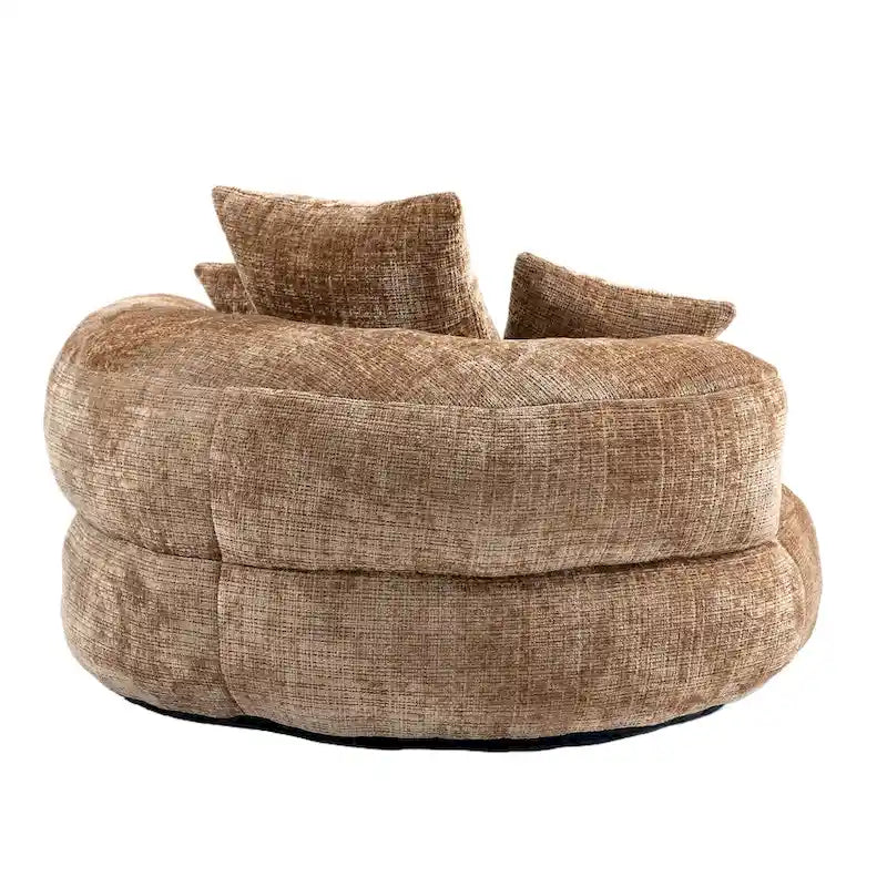 Chenille High Back Lazy Sofa with 3 Pillows and Oversized Bean Bag Chair 37