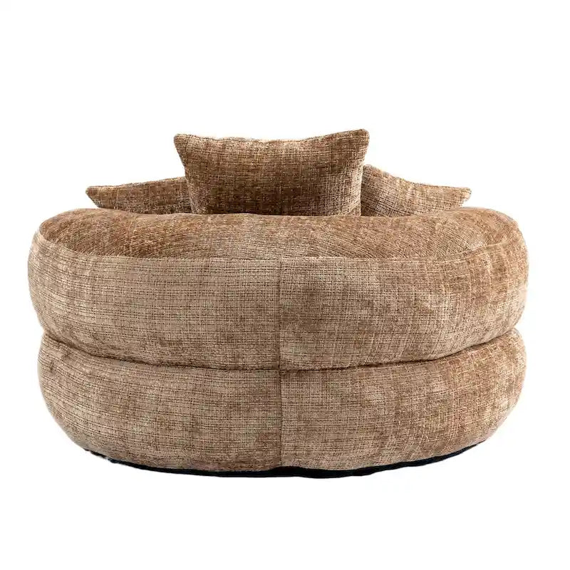 Chenille High Back Lazy Sofa with 3 Pillows and Oversized Bean Bag Chair 36