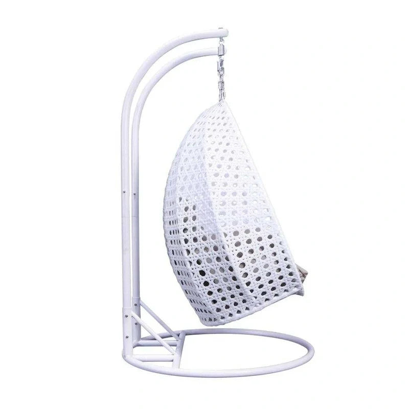 LeisureMod 2 Person Hanging Egg Chair with Stand - Outdoor/Indoor Rattan Wicker Patio Swing Hammock Lounger with Cushions 38