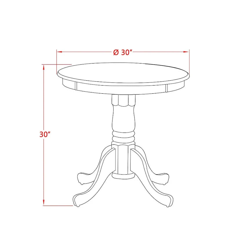 East West Furniture Eden Dining Table - a Round Wooden Table Top with Pedestal Base, Buttermilk & Cherry 3
