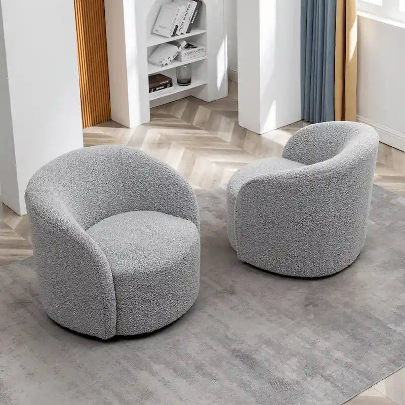 KINWELL 34 Wide Upholstered Swivel Accent Barrel Chair (Set of 2) 37