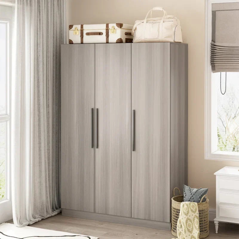 Wardrobe Armoire Wooden Closet Cabinet 6 Storage Cube and Hanging Rod 21
