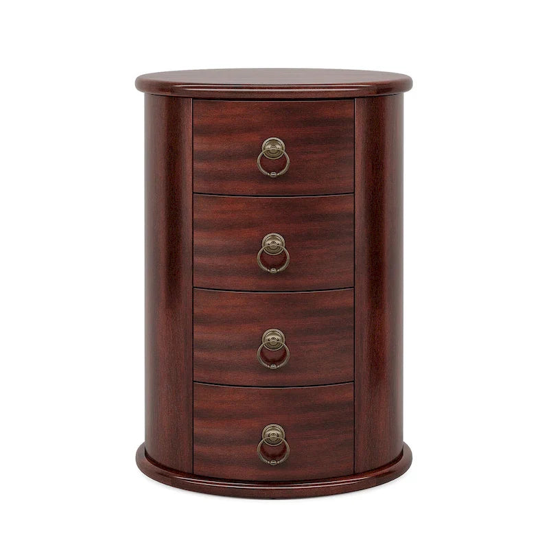 Tavolino finale in legno massiccio, senza montaggio, con cassetti laterali rotondi, stile vintage 12