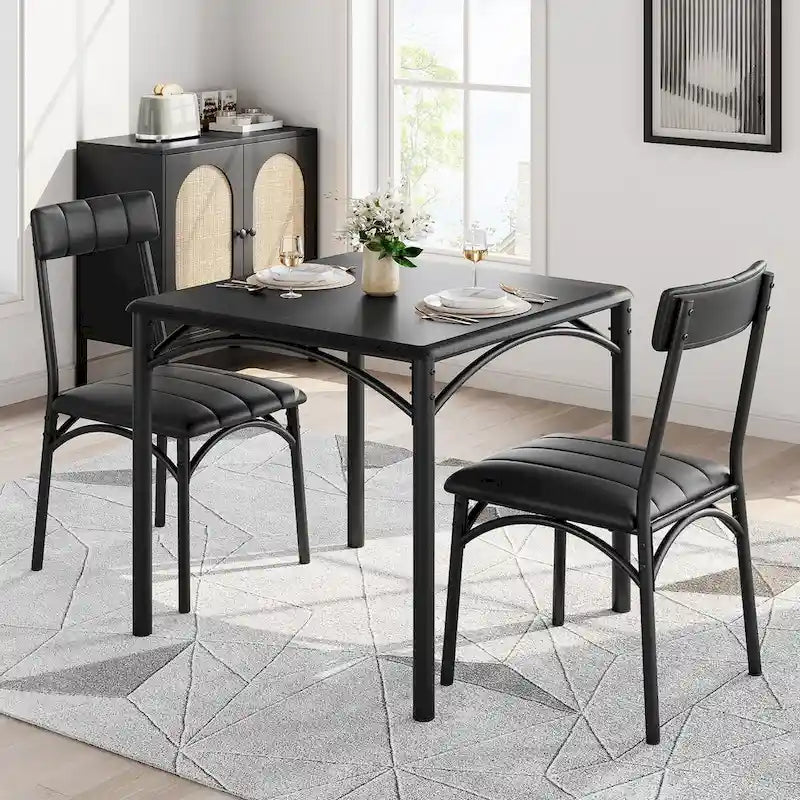 Dining Table Set for 2, Kitchen Table with Upholstered Chairs for 2 12