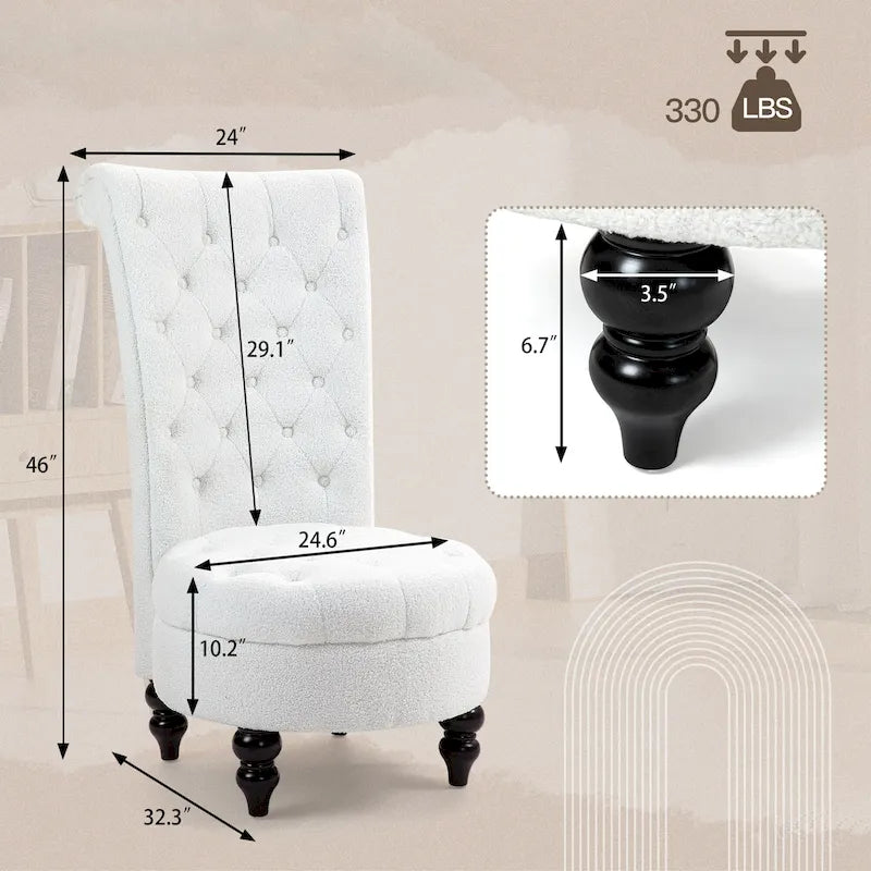 AVAWING Set of 2 Throne Royal Chair Thick Padding and Rubberwood Legs 21
