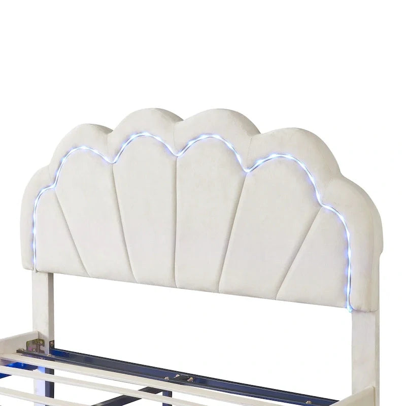 2-Pieces Bedroom Sets Full LED Platform Bed with Storage Ottoman 12