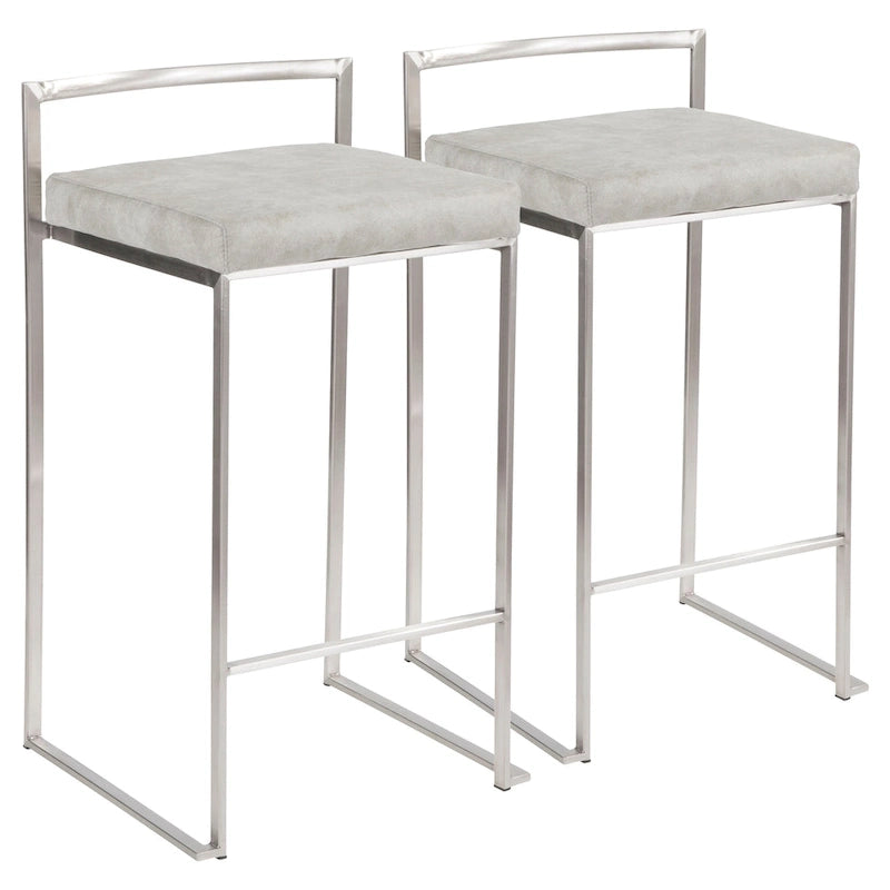 Sgabello da bancone impilabile in acciaio inossidabile completamente saldato Silver Orchid Forrest (set di 2) 25