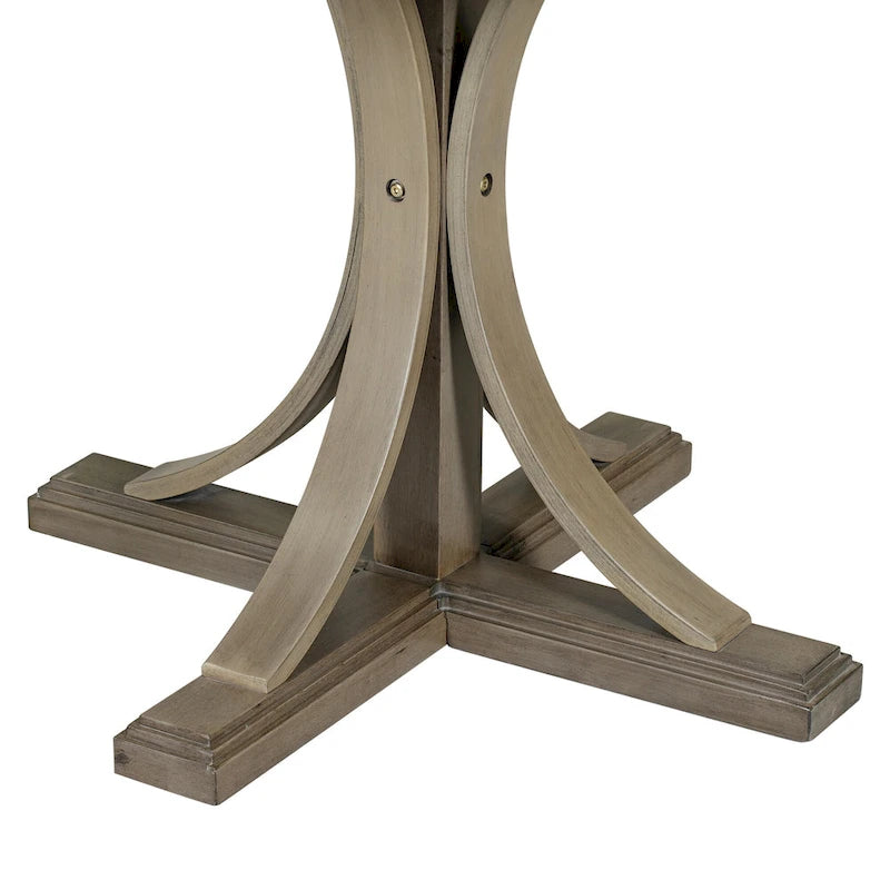 Taupe Retro 5-Piece Wooden Dining Table Set with Curved Trestle Table & 4 Chairs 12