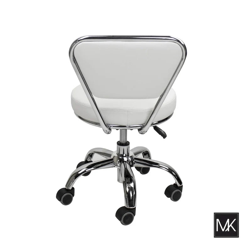 Sgabello basso Dayton con schienale regolabile da 13 a 15, rotelle, bianco - N/A 4