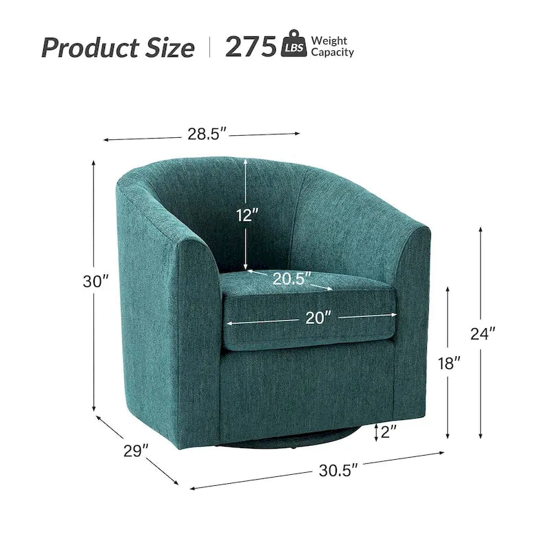 Cuenca Modern Upholstered Barrel Chair with Swivel Base 31