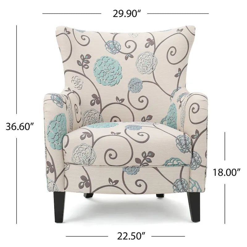 Modern Retro 30.25 High Back Upholstered Arm Chair with Wood Legs for Living Room 17
