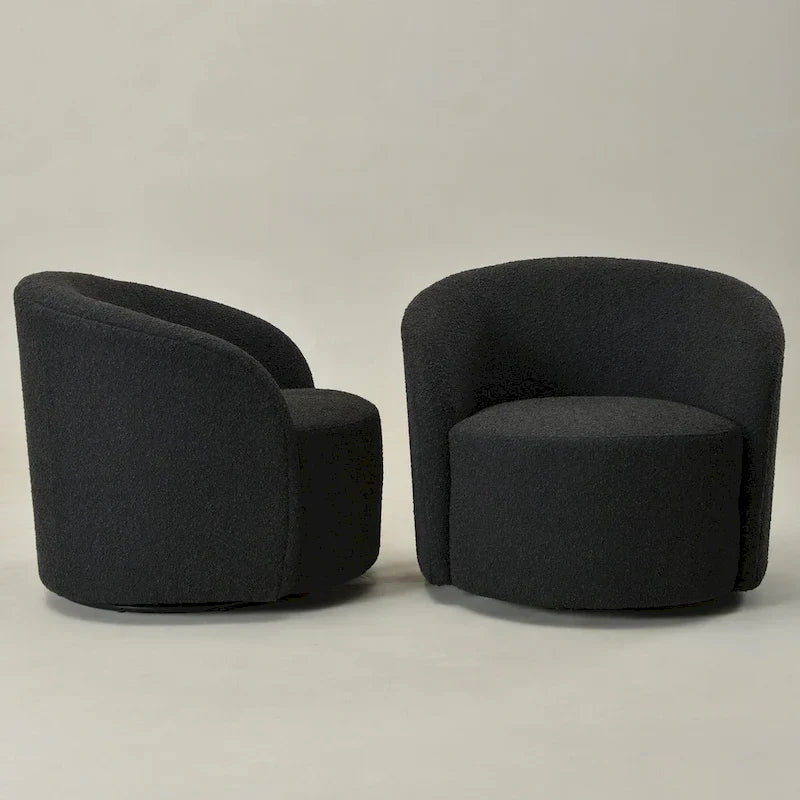 KINWELL 34 Wide Upholstered Swivel Accent Barrel Chair (Set of 2) 23
