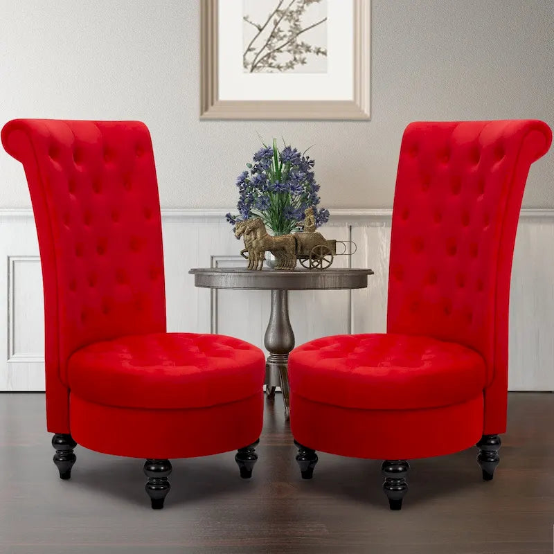 AVAWING Set of 2 Throne Royal Chair Thick Padding and Rubberwood Legs 6