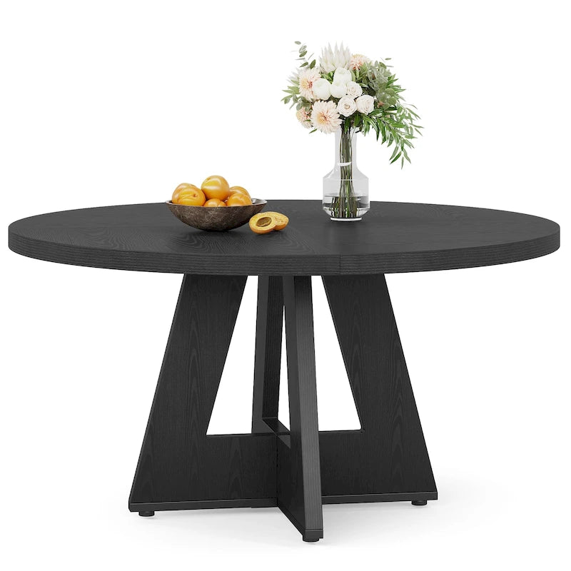 47 Inch Round Dining Table for 4, Wood Farmhouse Dinner Dinning Table for Kitchen Dining Living Room 31