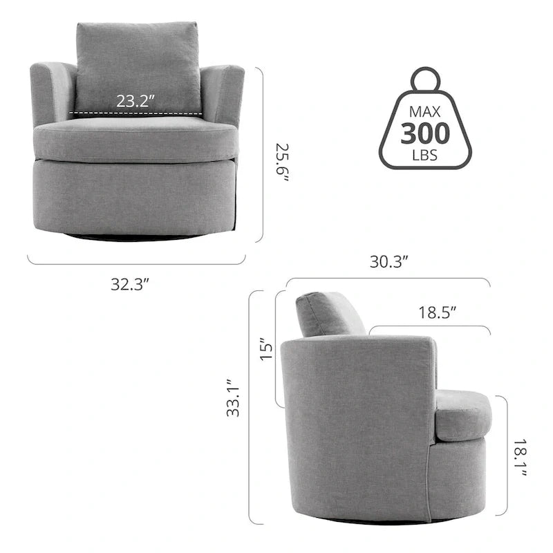 Modern Chenille Upholstered Swivel Accent Barrel Chair Set Modern Swivel Armchair for Living Room 41