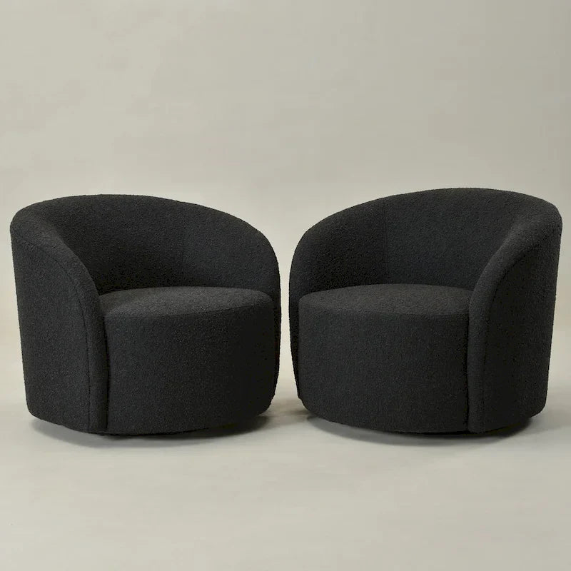 KINWELL 34 Wide Upholstered Swivel Accent Barrel Chair (Set of 2) 25