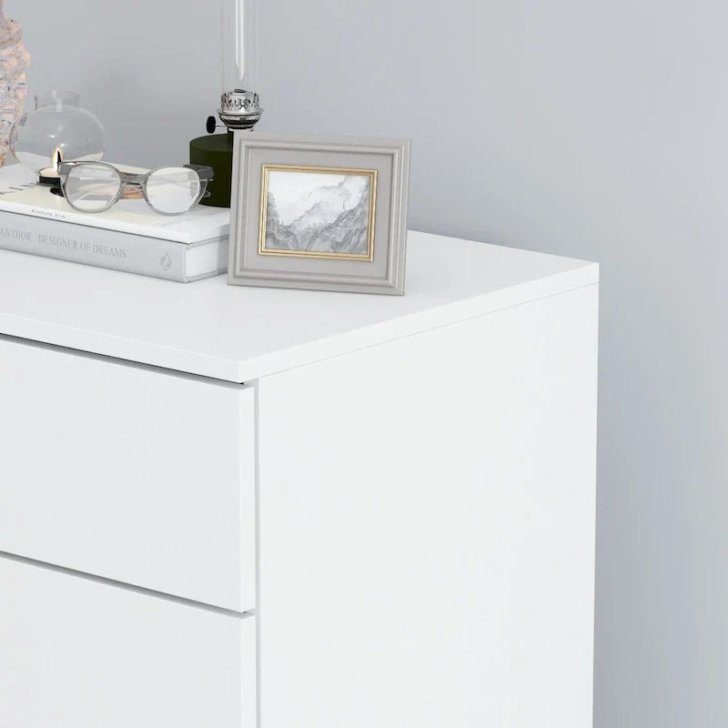 5 Drawer Dresser Chest End Table Storage Cabinet 23.6 W White/Back 9