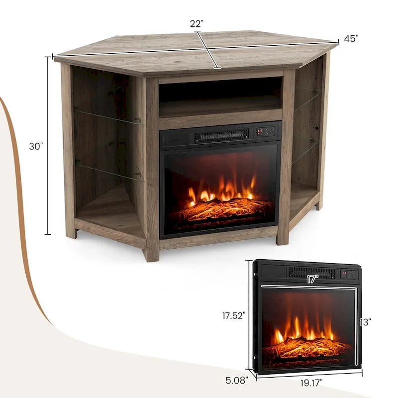 Costway Fireplace TV Stand w/ Led Lights & 18  Electric Fireplace for - See Details 26