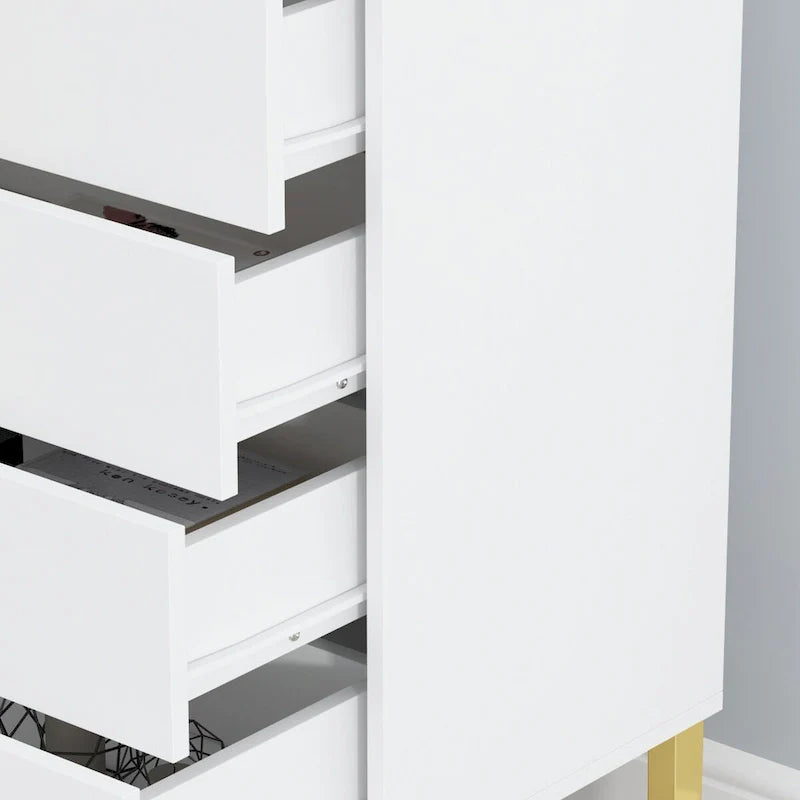 5 Drawer Dresser Chest End Table Storage Cabinet 23.6 W White/Back 12