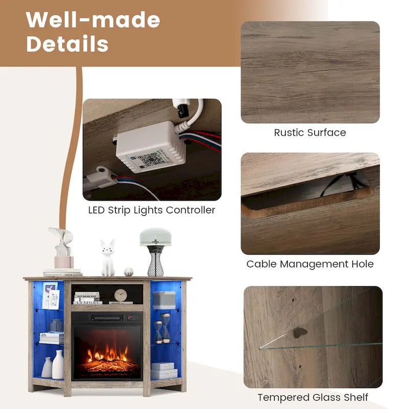 Costway Fireplace TV Stand w/ Led Lights & 18  Electric Fireplace for - See Details 31