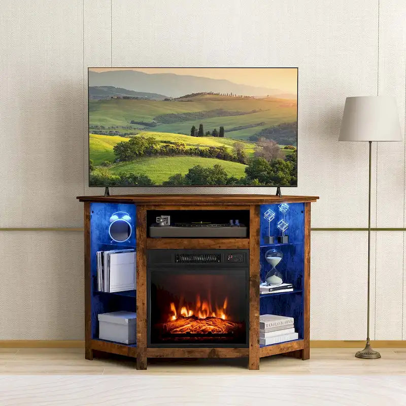 Costway Fireplace TV Stand w/ Led Lights & 18  Electric Fireplace for - See Details 18