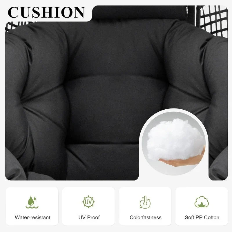 FINCATI Indoor Eggs Chair, 440 lbs Egg Chair Outdoor, Oversized Egg Chair with Ottoman, Luxury Cozy Egg Chair with Foot Rest 20
