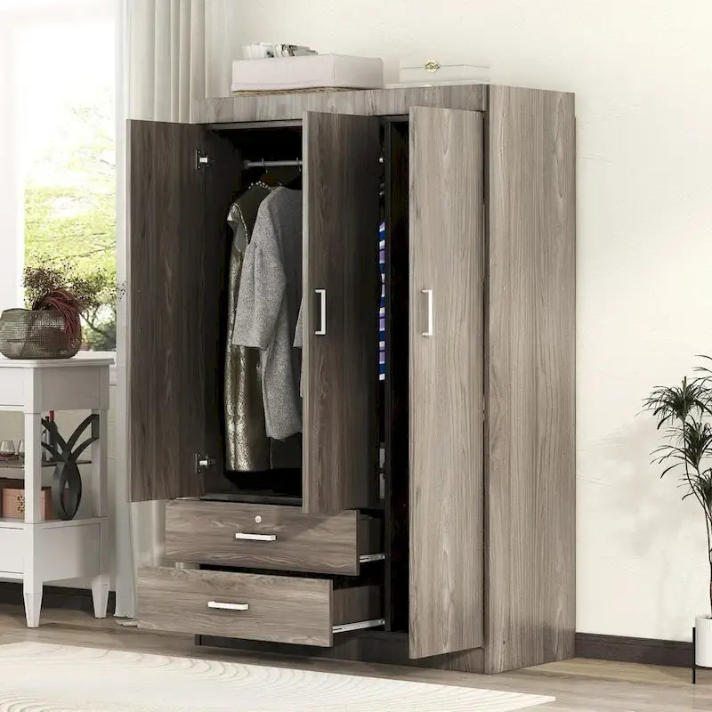 3-Door Wardrobe with 2 Drawers 14