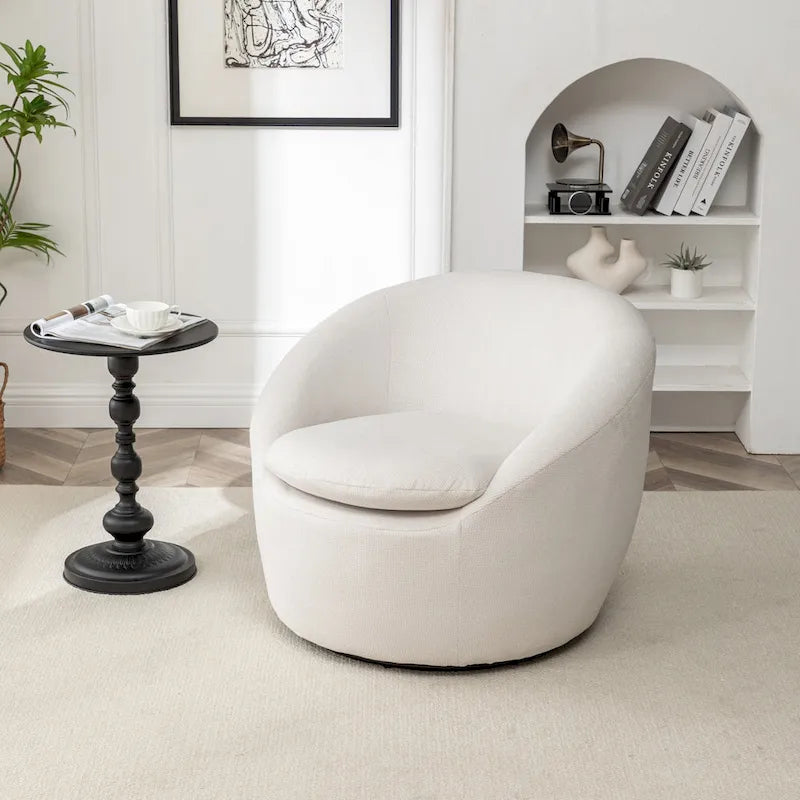 Swivel Barrel Chair - 360° Rotation - Boucle Fabric 15