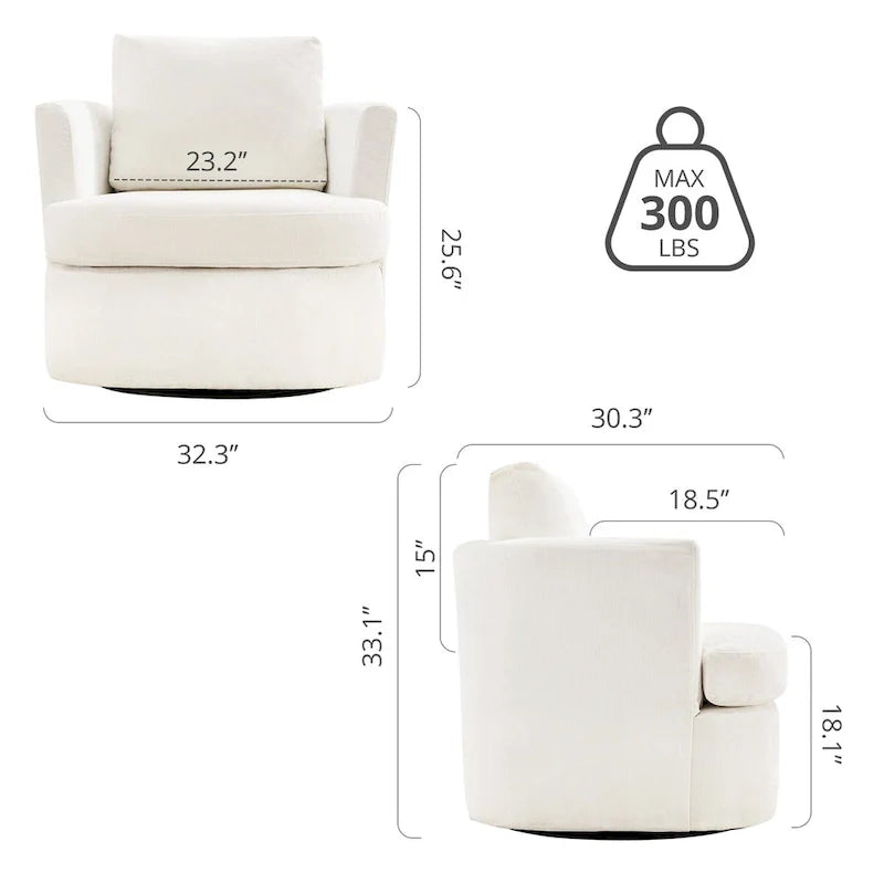 Modern Chenille Upholstered Swivel Accent Barrel Chair Set Modern Swivel Armchair for Living Room 7