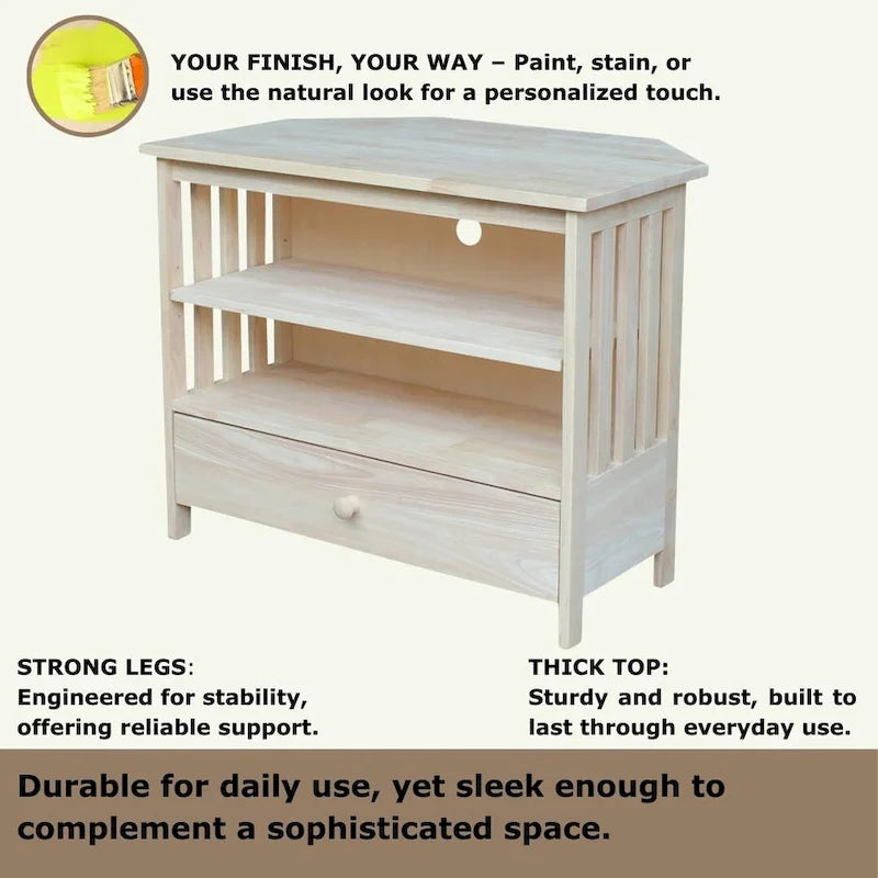 Solid Hardwood Mission Corner TV Stand 47