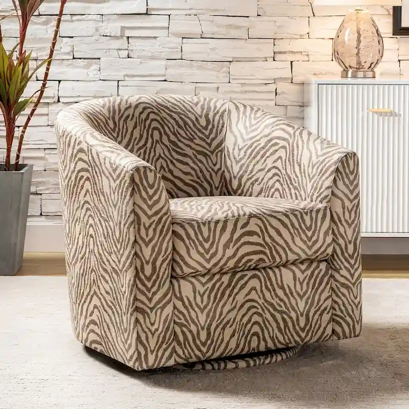 Cuenca Modern Upholstered Barrel Chair with Swivel Base 12