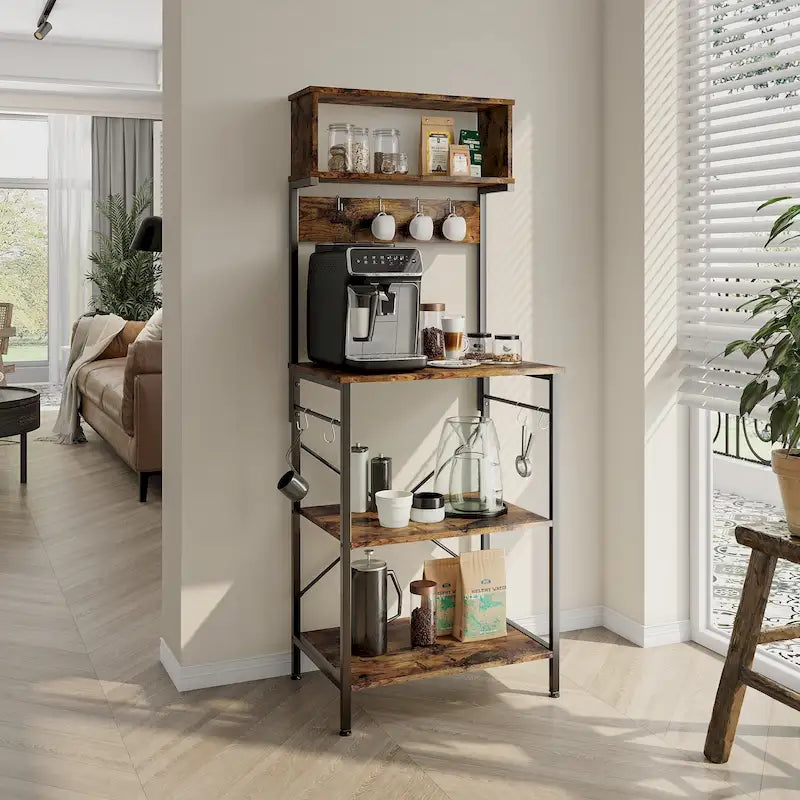 Scaffale da cucina per fornaio da 60 pollici con credenza 8 ganci laterali 7