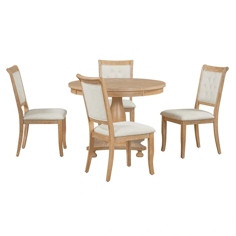 Set da pranzo da 5 pezzi Lak Retro con sedie imbottite di GDFStudio 15