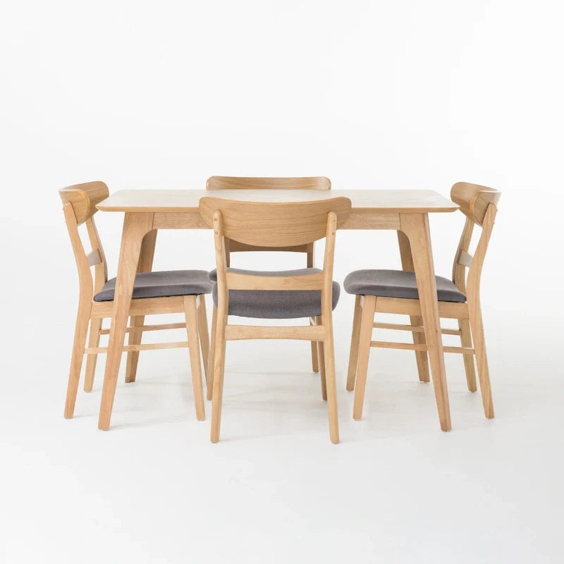 Set da pranzo rettangolare a 5 pezzi in legno di Idalia Fabric and Rubberwood di Christopher Knight Home 23