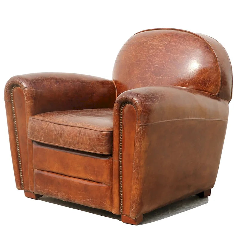 Poltrona Club Paris in vera pelle Pasargad Home, marrone 3
