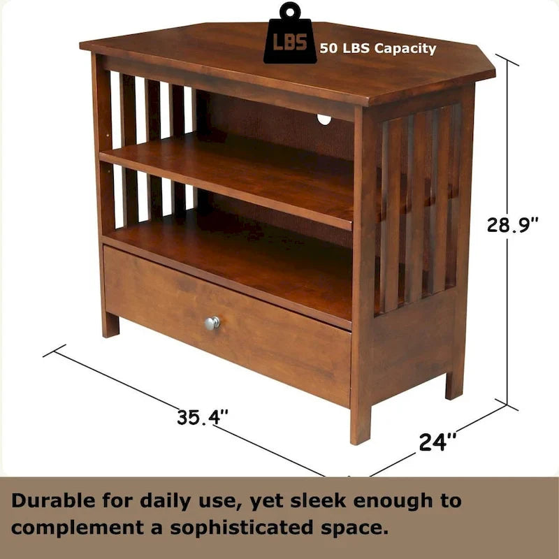 Solid Hardwood Mission Corner TV Stand 17